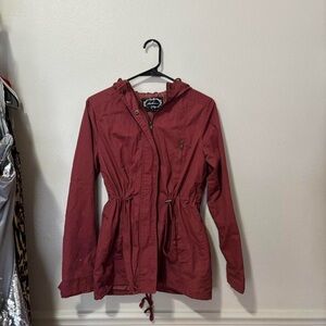 Women’s Hooded Anorak Jacket - Burgundy